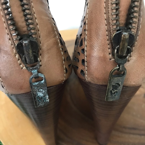 Mea Shadow Laser Cut Peep Toe Heeled Booties - Picture 9 of 9